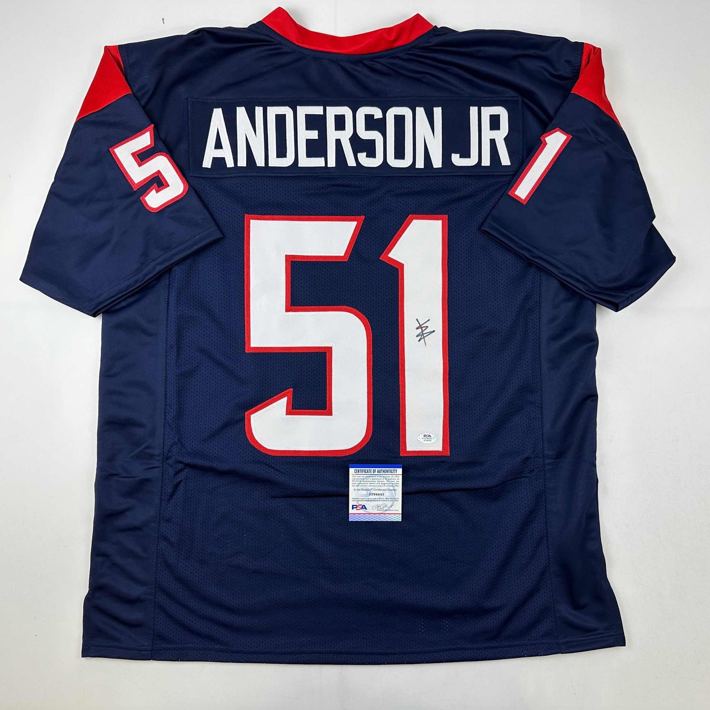 Autographed/Signed Will Anderson Jr. Houston Blue Football Jersey PSA/DNA COA