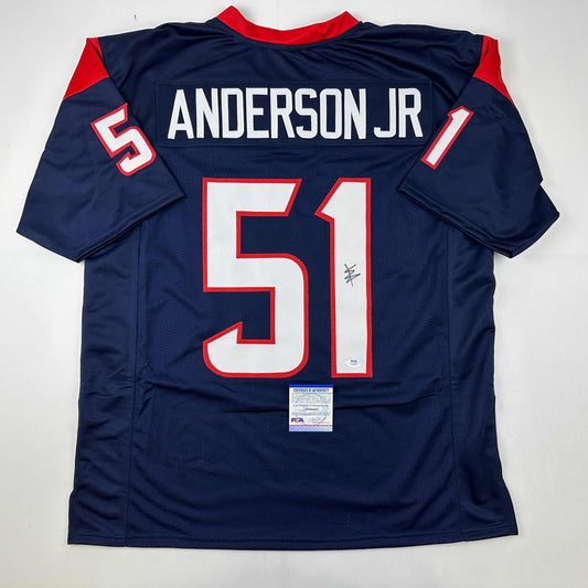 Autographed/Signed Will Anderson Jr. Houston Blue Football Jersey PSA/DNA COA