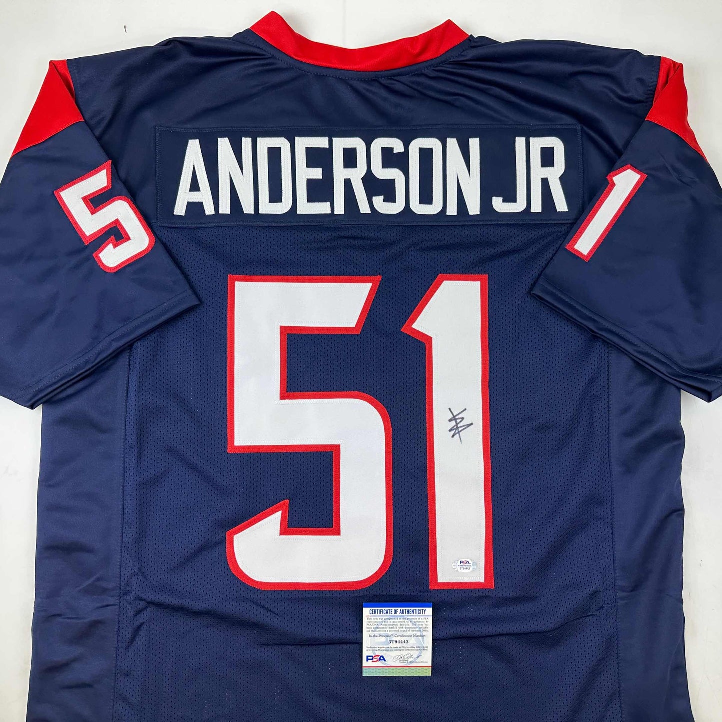 Autographed/Signed Will Anderson Jr. Houston Blue Football Jersey PSA/DNA COA