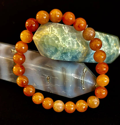 🍓 Dark Strawberry Quartz Bracelet – 8mm Beads, Medium Wrists