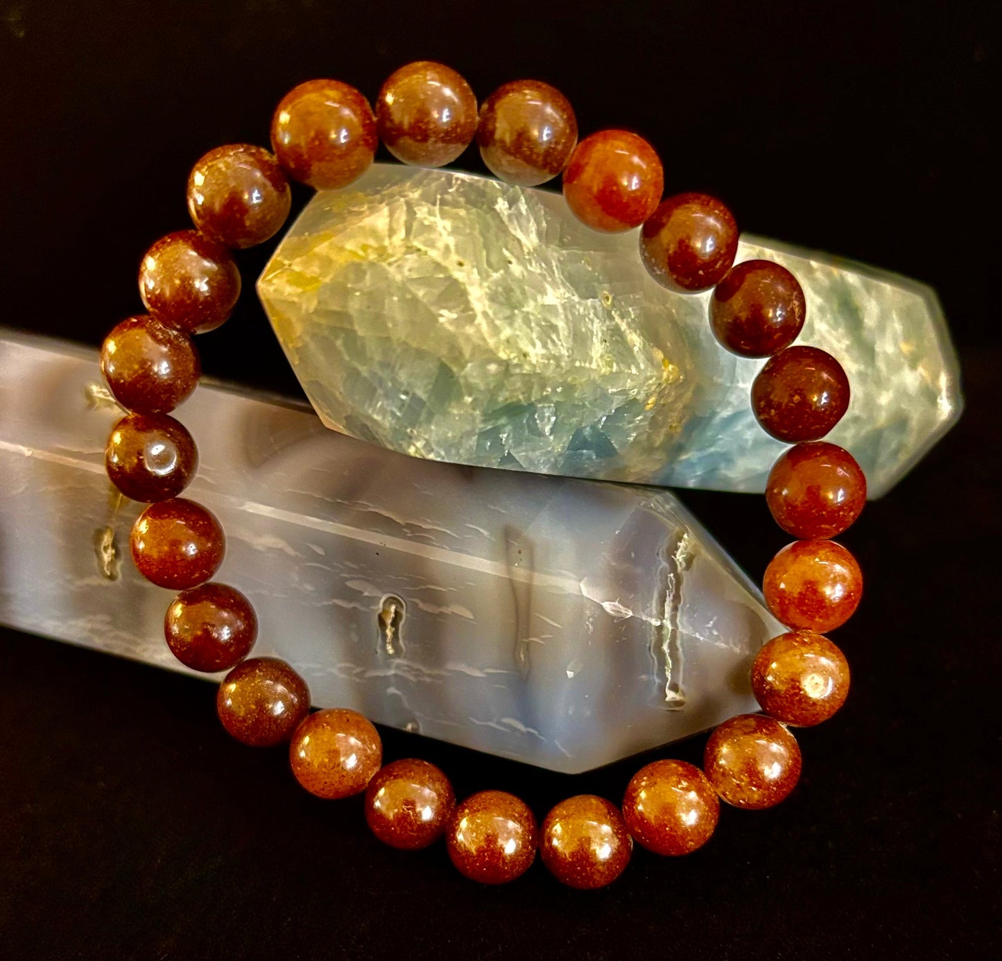 🍓 Dark Strawberry Quartz Bracelet – 8mm Beads, Medium Wrists