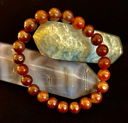 🍓 Dark Strawberry Quartz Bracelet – 8mm Beads, Medium Wrists