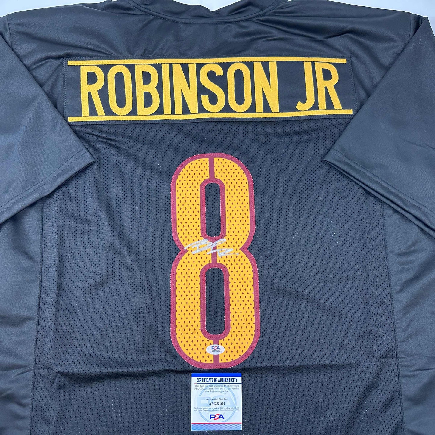Autographed/Signed Brian Robinson Jr. Washington Black Football Jersey PSA/DNA COA
