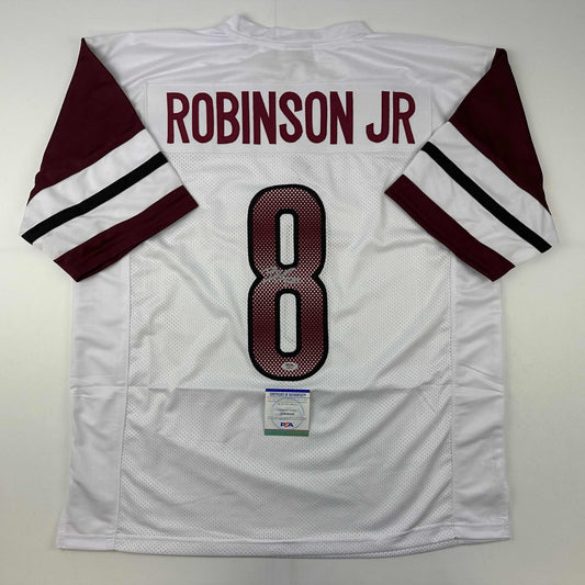 Autographed/Signed Brian Robinson Jr. Washington White Football Jersey PSA/DNA COA