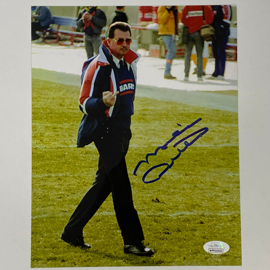 Autographed/Signed Mike Ditka Middle Finger Flipping Off Chicago Bears 8x10 Football Photo JSA COA