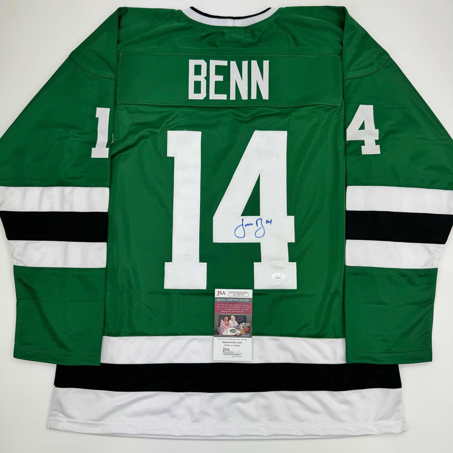 Autographed/Signed Jamie Benn Dallas Green Retro Hockey Jersey JSA COA