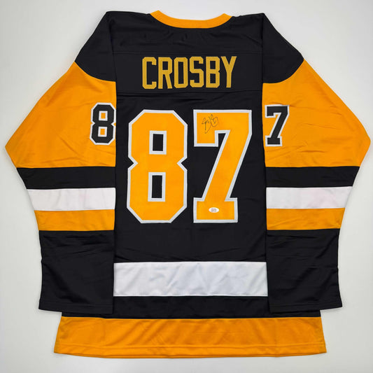 Autographed/Signed Sidney Crosby Pittsburgh Black Hockey Jersey PSA COA