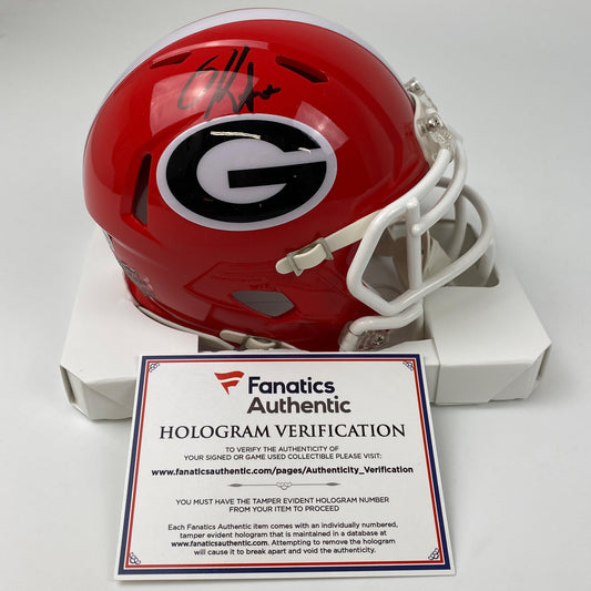 Autographed/Signed Kirby Smart Georgia Bulldogs Mini College Football Helmet Fanatics COA