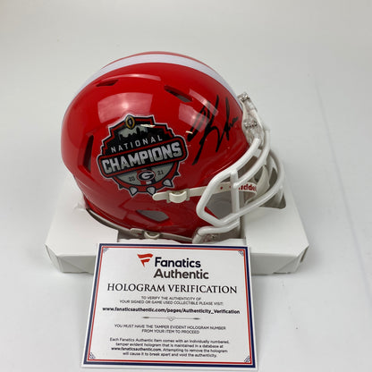 Autographed/Signed Kirby Smart Georgia Bulldogs 2021 National Champions Mini College Football Helmet Fanatics COA