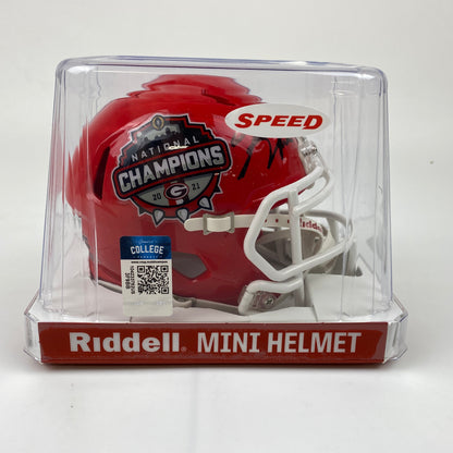 Autographed/Signed Kirby Smart Georgia Bulldogs 2021 National Champions Mini College Football Helmet Fanatics COA