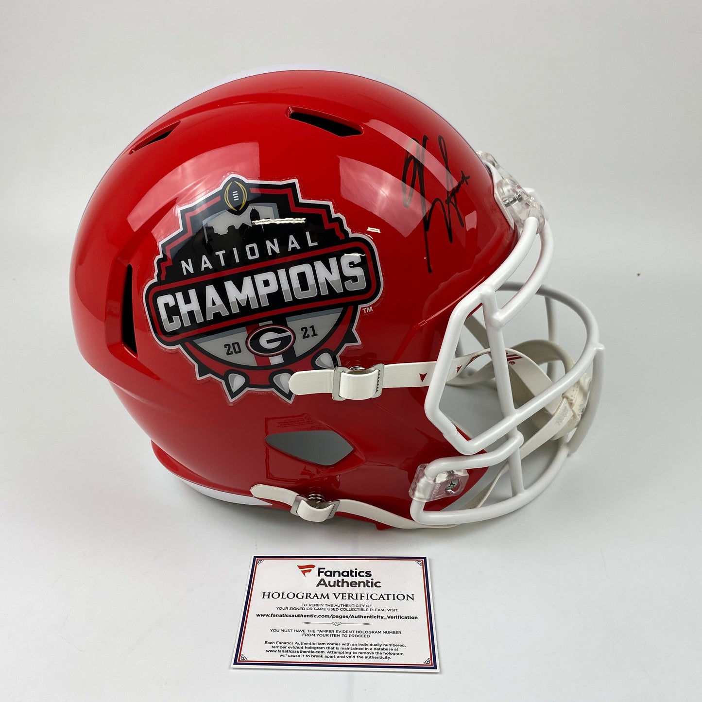 Autographed/Signed Kirby Smart Georgia Bulldogs 2021 National Champions Full Size FS F/S Replica College Football Helmet Fanatics COA