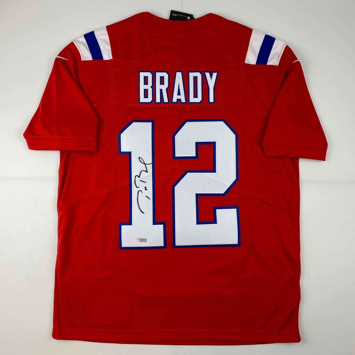 Autographed/Signed Tom Brady New England Patriots Red Authentic Nike Limited Football Jersey Fanatics COA/LOA