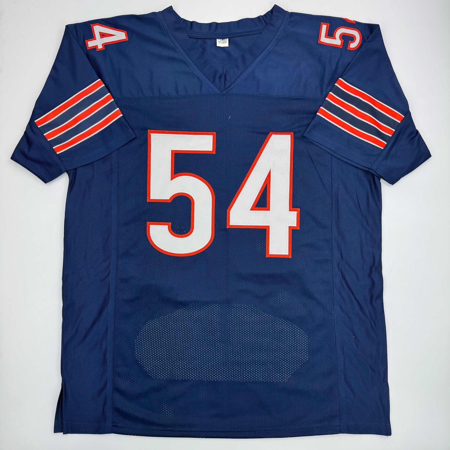 Autographed/Signed Brian Urlacher HOF 18 Chicago Blue Stat Football Jersey Beckett BAS COA