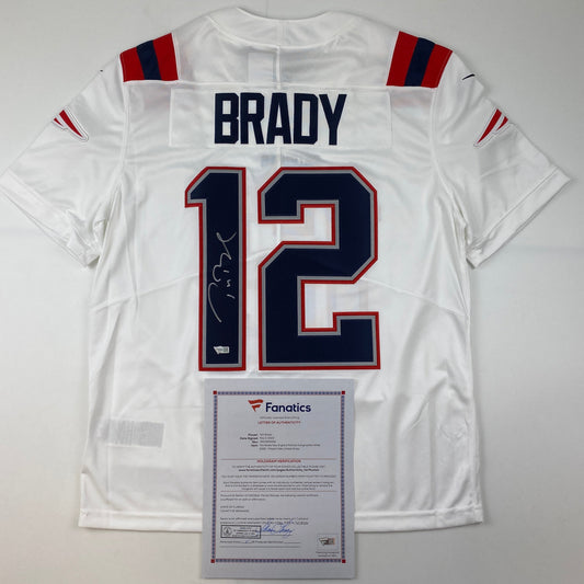 Autographed/Signed Tom Brady New England Patriots White Authentic Nike Limited Football Jersey Fanatics COA/LOA