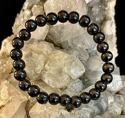 🖤 8mm Magnetic Black Beaded Bracelet – Medium Wrists - Unisex