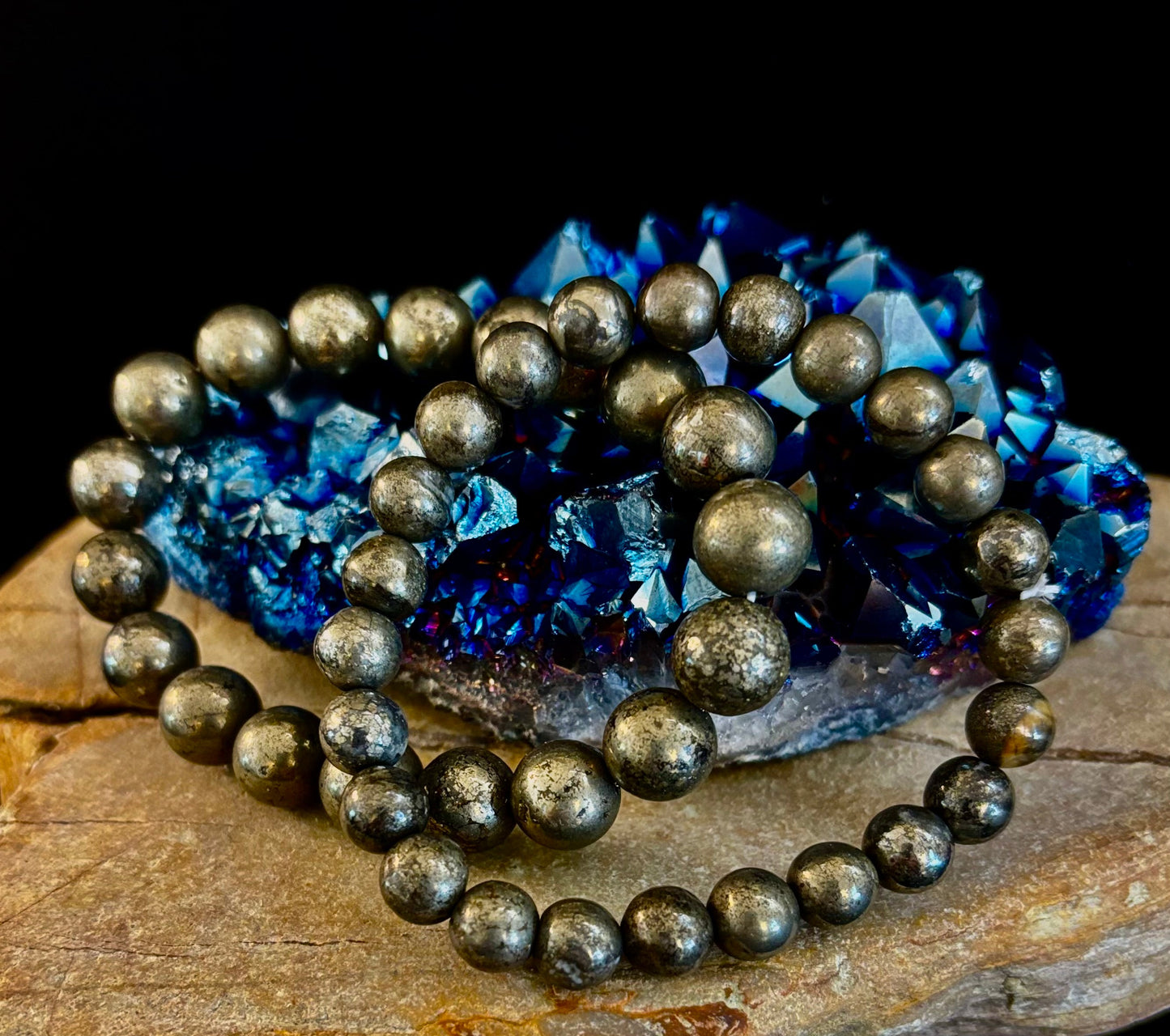 Reiki-infused Pyrite Gemstone Bracelet for Abundance, Protection & Confidence (8mm & 10mm)