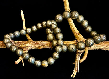 Reiki-infused Pyrite Gemstone Bracelet for Abundance, Protection & Confidence (8mm & 10mm)