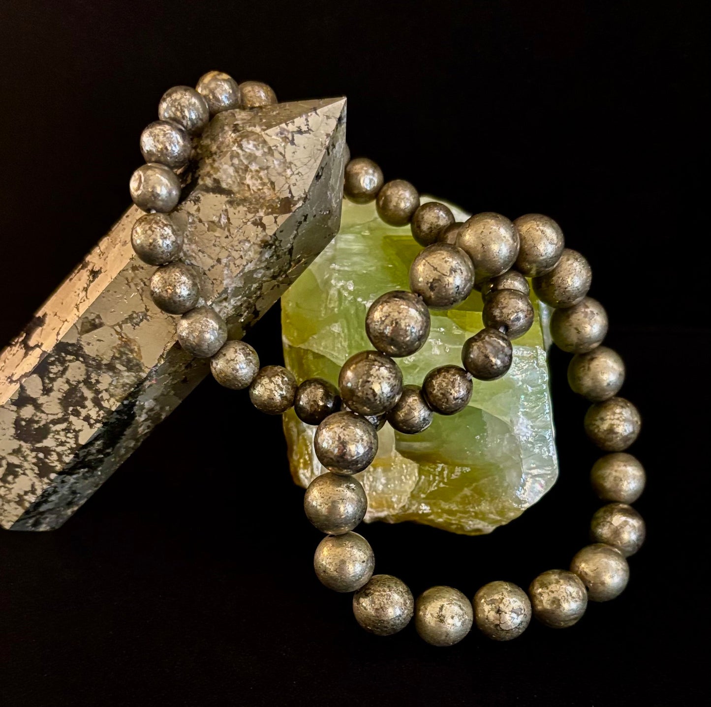 Reiki-infused Pyrite Gemstone Bracelet for Abundance, Protection & Confidence (8mm & 10mm)