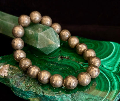 Reiki-infused Pyrite Gemstone Bracelet for Abundance, Protection & Confidence (8mm & 10mm)