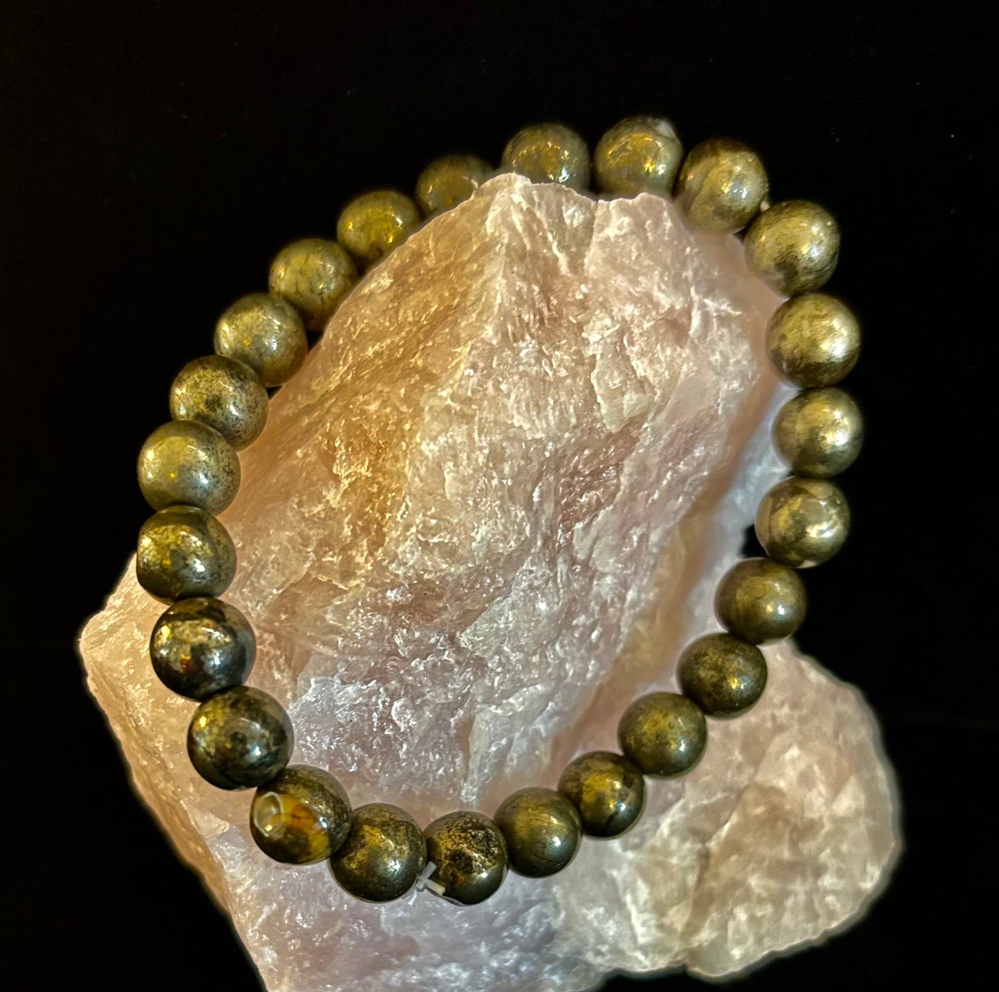 Reiki-infused Pyrite Gemstone Bracelet for Abundance, Protection & Confidence (8mm & 10mm)