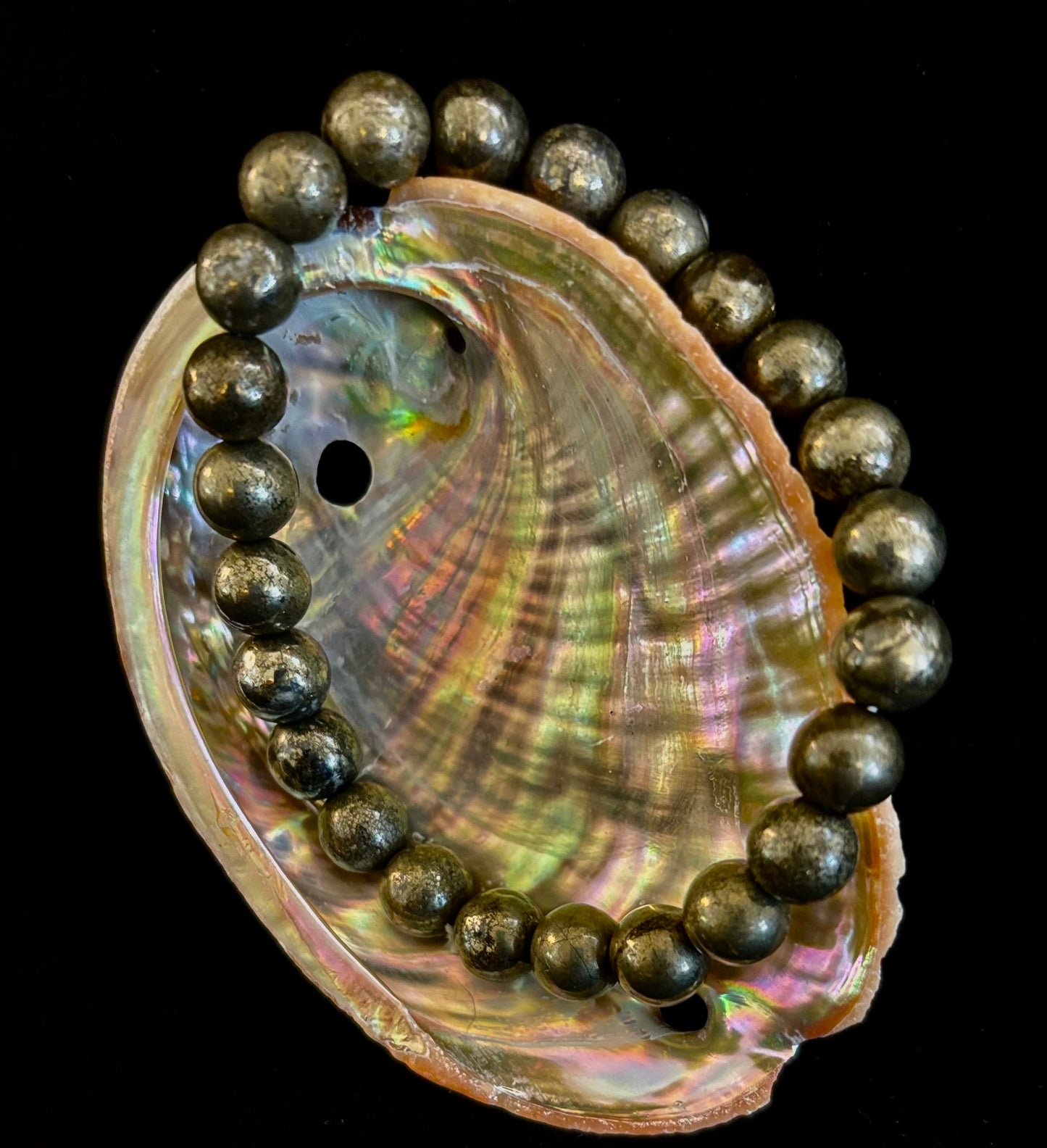 Reiki-infused Pyrite Gemstone Bracelet for Abundance, Protection & Confidence (8mm & 10mm)