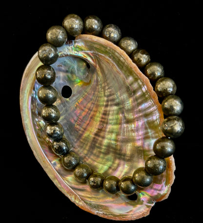 Reiki-infused Pyrite Gemstone Bracelet for Abundance, Protection & Confidence (8mm & 10mm)