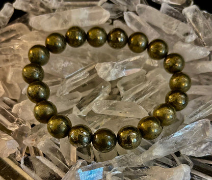 Reiki-infused Pyrite Gemstone Bracelet for Abundance, Protection & Confidence (8mm & 10mm)