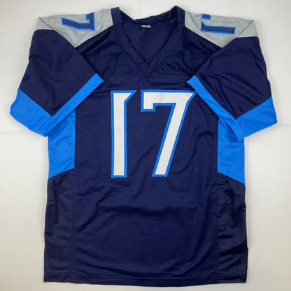 Autographed/Signed Ryan Tannehill Tennessee Dark Blue Football Jersey GTSM COA