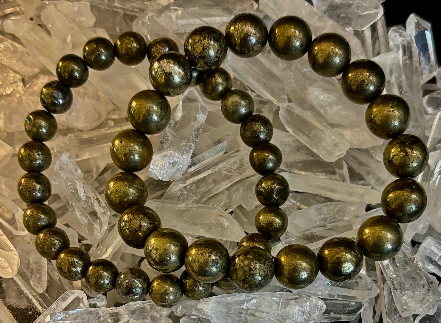 Reiki-infused Pyrite Gemstone Bracelet for Abundance, Protection & Confidence (8mm & 10mm)