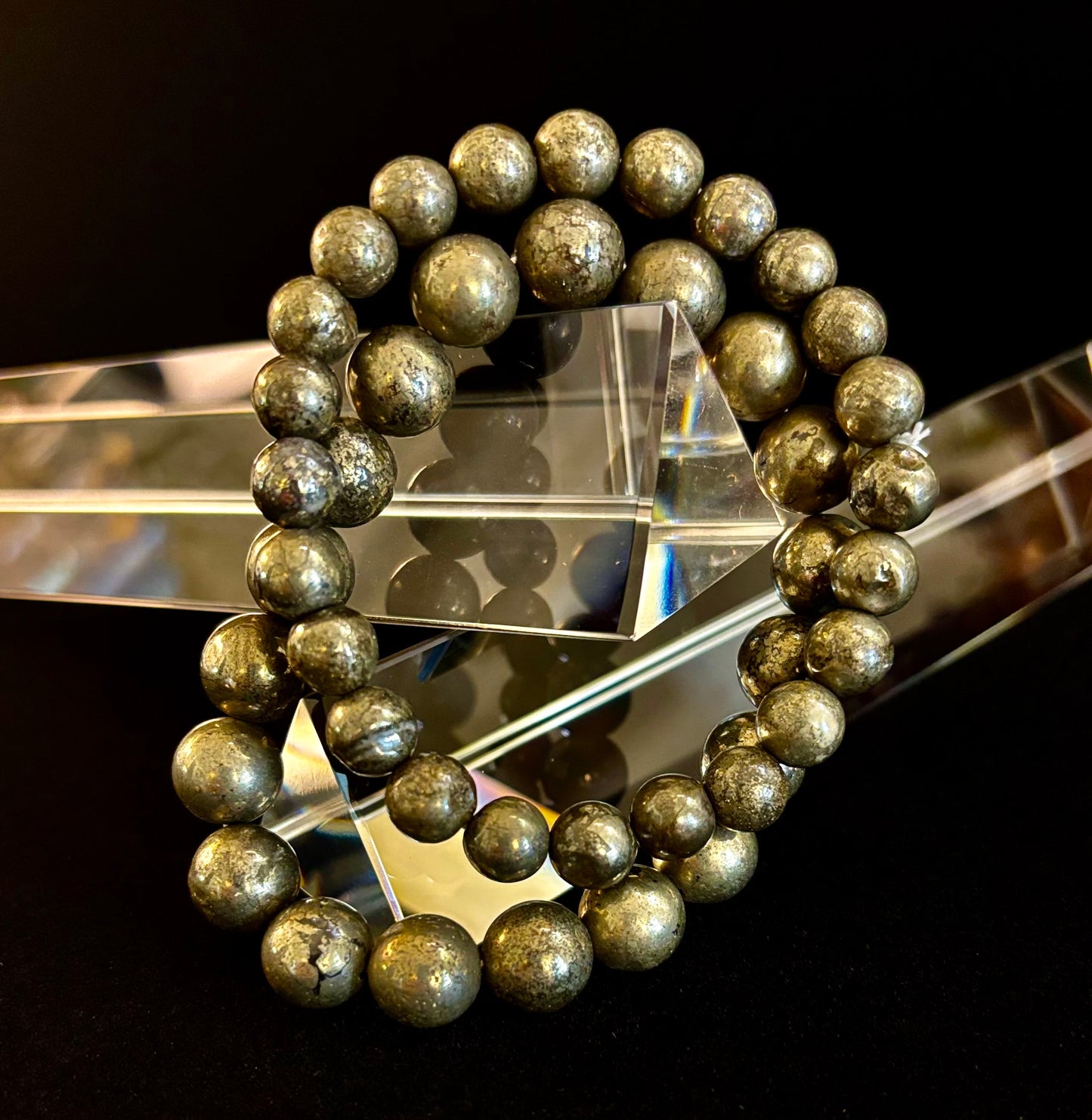 Reiki-infused Pyrite Gemstone Bracelet for Abundance, Protection & Confidence (8mm & 10mm)
