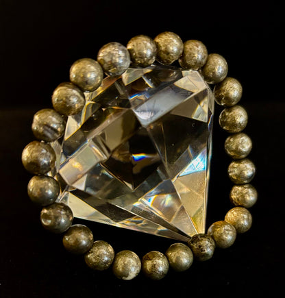 Reiki-infused Pyrite Gemstone Bracelet for Abundance, Protection & Confidence (8mm & 10mm)
