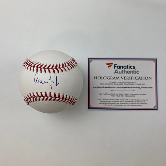 Autographed/Signed Aaron Judge Rawlings Official Major League Baseball ROML Fanatics COA