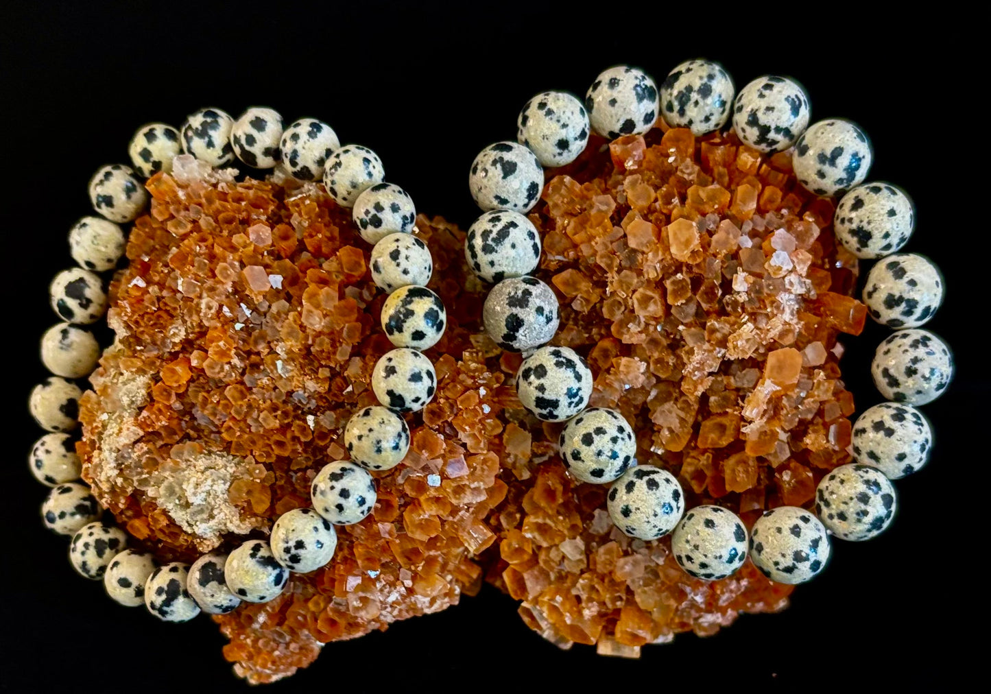 Dalmatian Jasper Gemstone Bracelet for Joy & Grounding | 8mm, 10mm, 12mm Beads