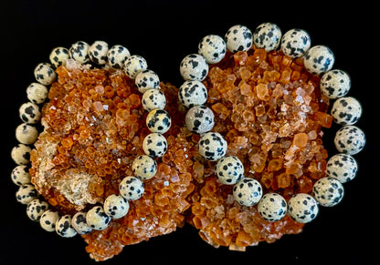 Dalmatian Jasper Gemstone Bracelet for Joy & Grounding | 8mm, 10mm, 12mm Beads