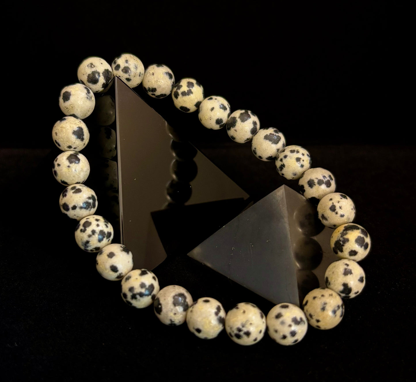Dalmatian Jasper Gemstone Bracelet for Joy & Grounding | 8mm, 10mm, 12mm Beads