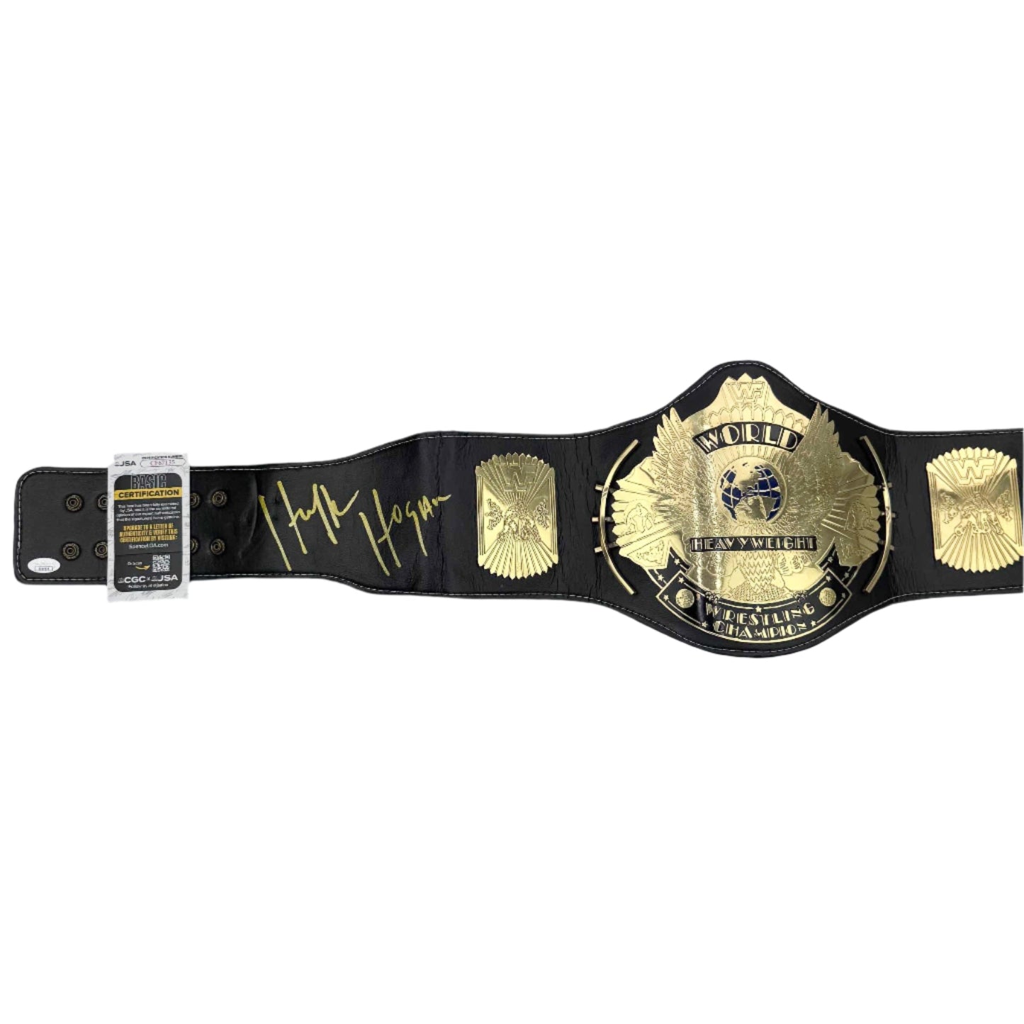 Autographed/Signed Hulk Hogan Inscribed "Brother" WWE World Heavy Weight Champion Black Replica Wrestling Belt JSA COA