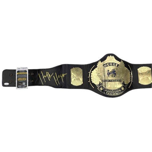 Autographed/Signed Hulk Hogan Inscribed "Brother" WWE World Heavy Weight Champion Black Replica Wrestling Belt JSA COA