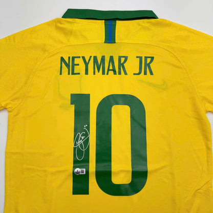 Autographed/Signed Neymar Jr. Brazil Soccer Futbol Jersey Beckett BAS COA