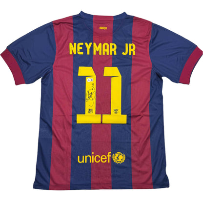 Autographed/Signed Neymar Jr FC Barcelona Blue Soccer Jersey Beckett BAS COA