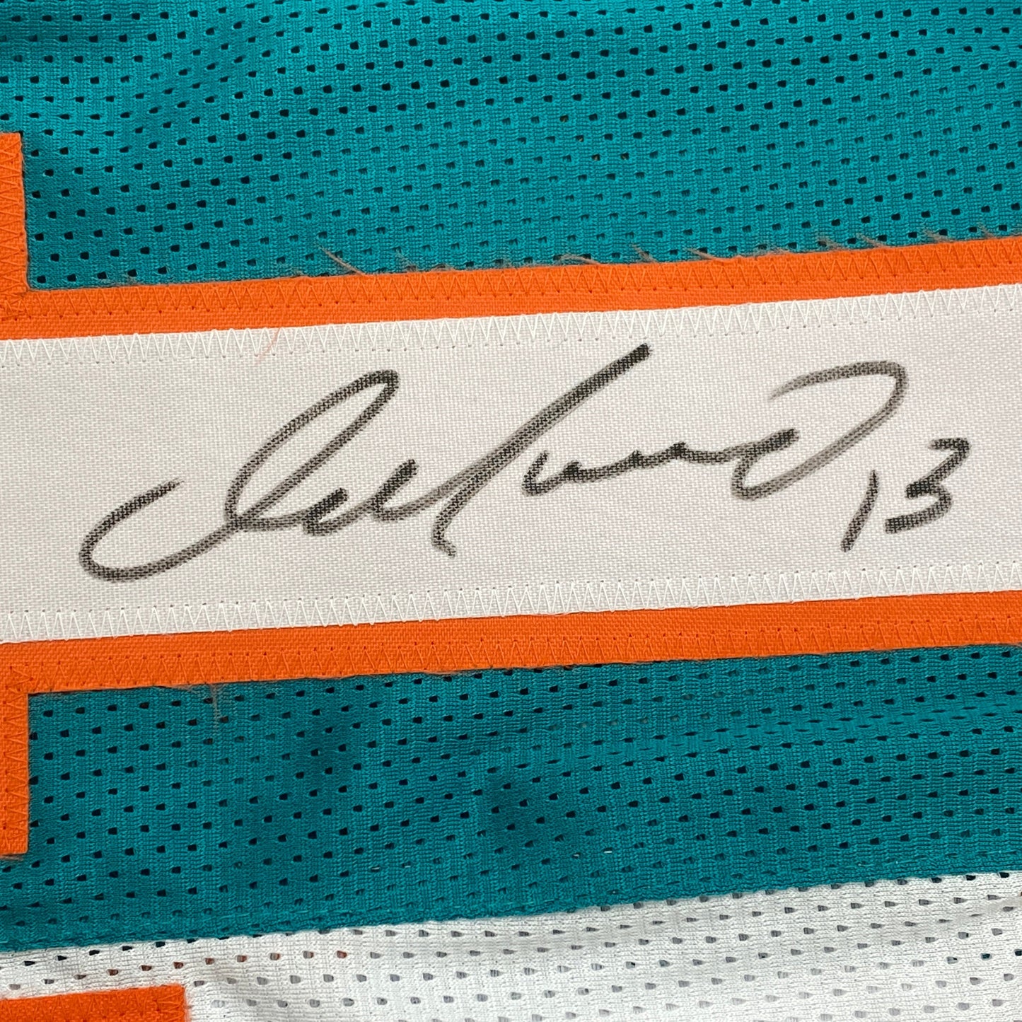 Autographed/Signed Dan Marino Miami Split Teal/White Football Jersey JSA COA
