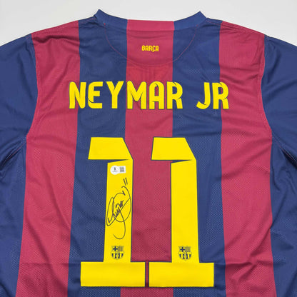 Autographed/Signed Neymar Jr FC Barcelona Blue Soccer Jersey Beckett BAS COA