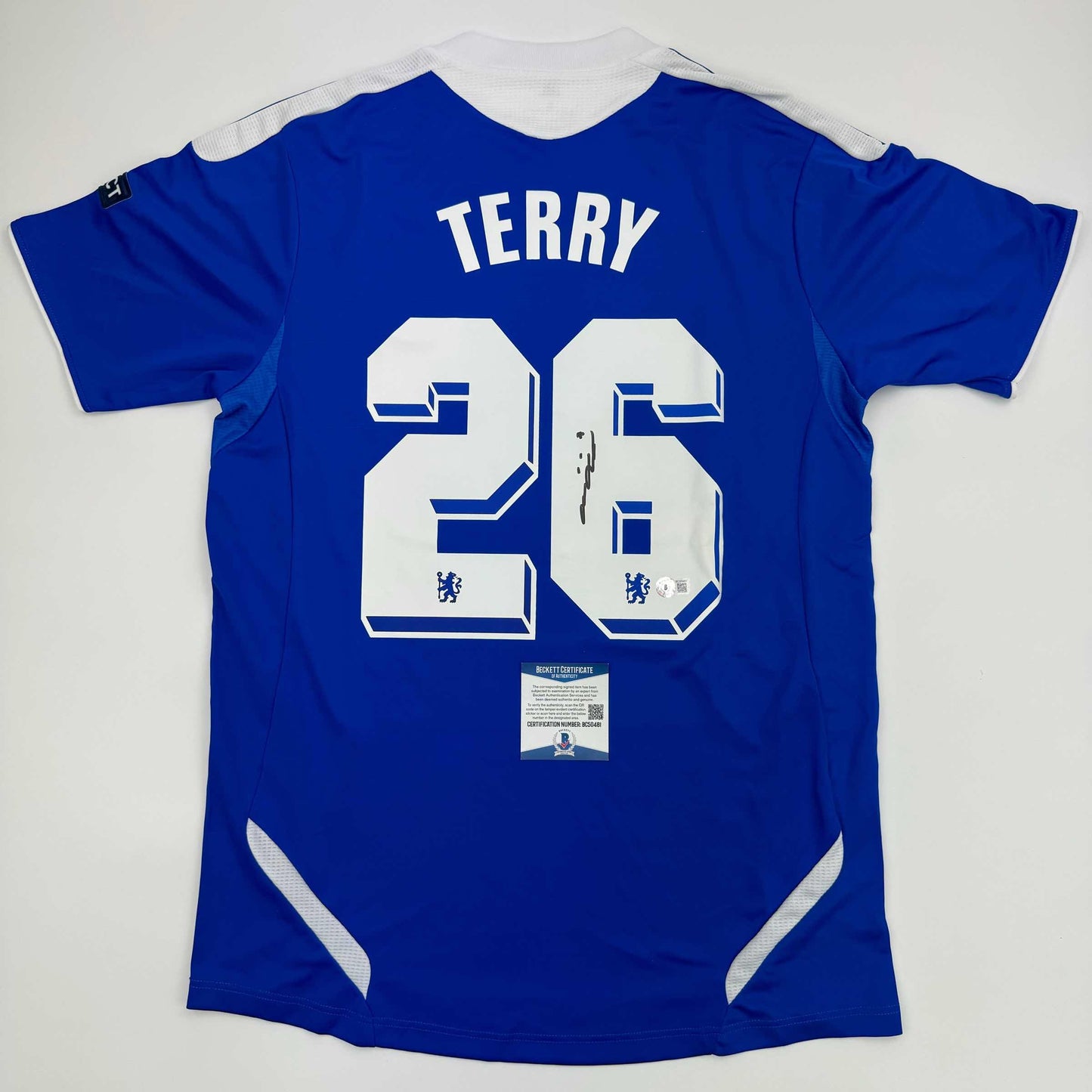 Autographed/Signed John Terry Chelsea FC 2012 Final Blue Soccer Futbol Jersey Beckett BAS COA