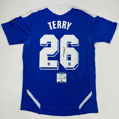 Autographed/Signed John Terry Chelsea FC 2012 Final Blue Soccer Futbol Jersey Beckett BAS COA