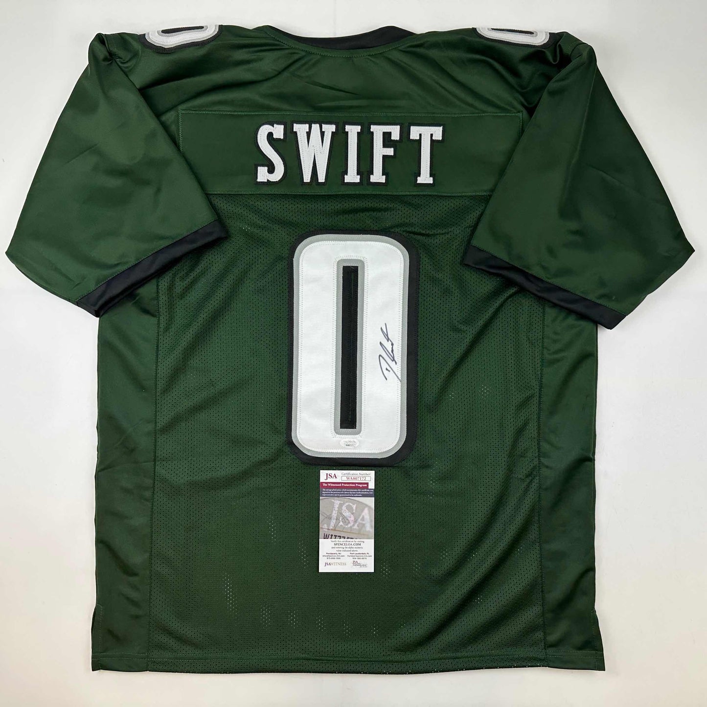 Autographed/Signed D'Andre Swift Philadelphia Green Football Jersey JSA COA