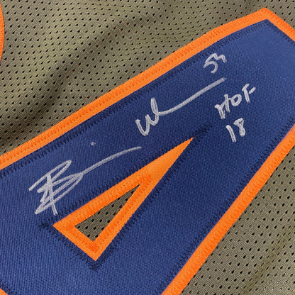 Autographed/Signed Brian Urlacher HOF 18 Chicago Green Salute To Service Football Jersey Beckett BAS COA