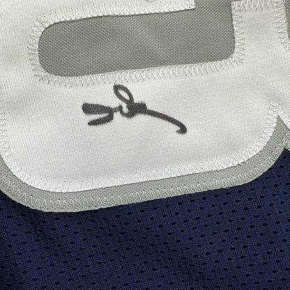 Autographed/Signed Allen Iverson Georgetown Blue College Basketball Jersey PSA/DNA COA