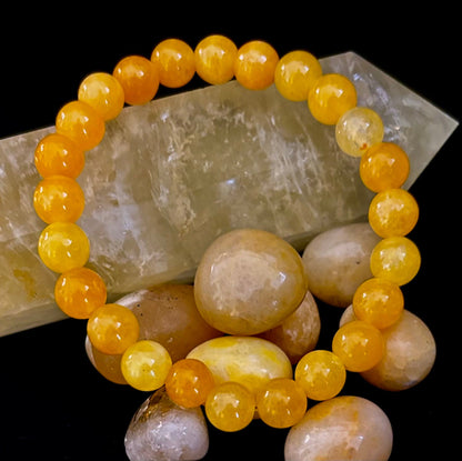 Orange Agate Beaded Bracelet – 8mm Natural Stones (Medium to Large Wrists)