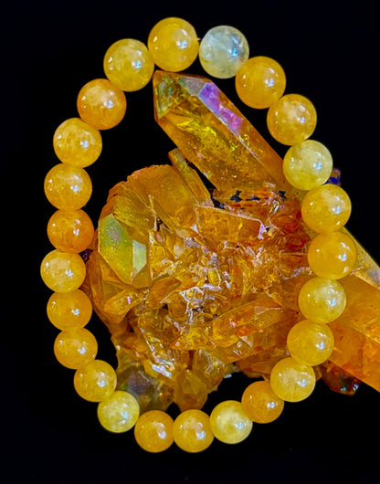Orange Agate Beaded Bracelet – 8mm Natural Stones (Medium to Large Wrists)