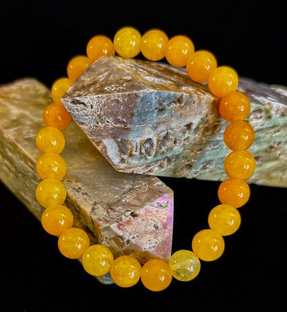 Orange Agate Beaded Bracelet – 8mm Natural Stones (Medium to Large Wrists)