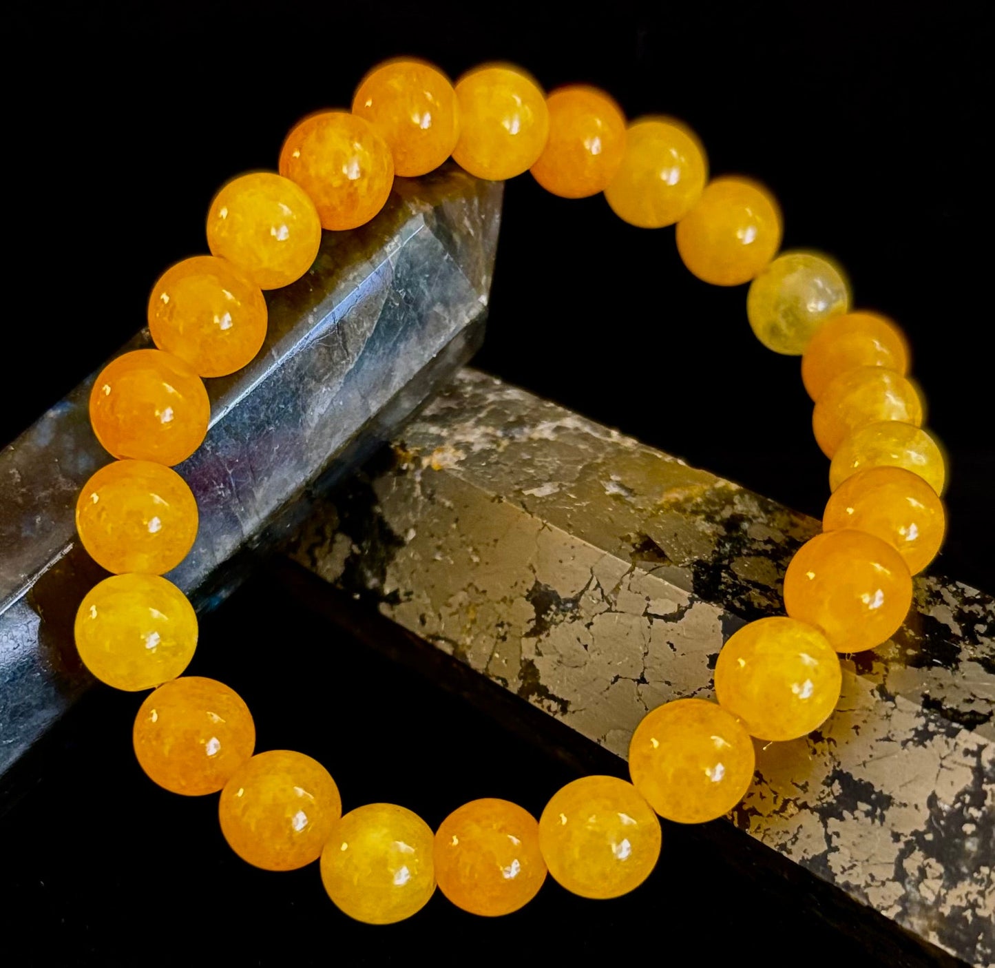Orange Agate Beaded Bracelet – 8mm Natural Stones (Medium to Large Wrists)